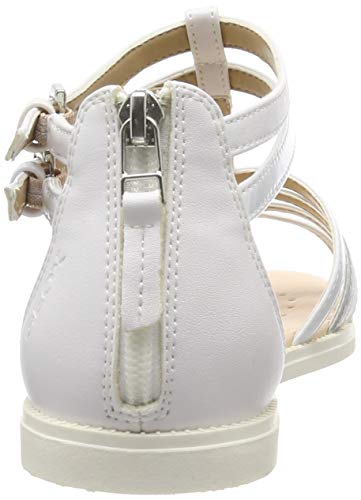 Geox J Sandal Karly Girl, Sandalias con Punta Abierta Mujer, Blanco (White C1000), 40 EU