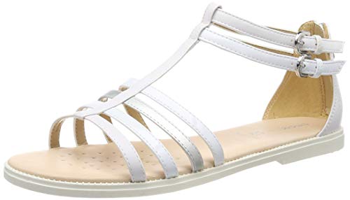 Geox J Sandal Karly Girl, Sandalias con Punta Abierta Mujer, Blanco (White C1000), 40 EU