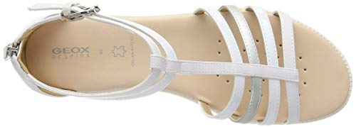 Geox J Sandal Karly Girl, Sandalias con Punta Abierta Mujer, Blanco (White C1000), 40 EU