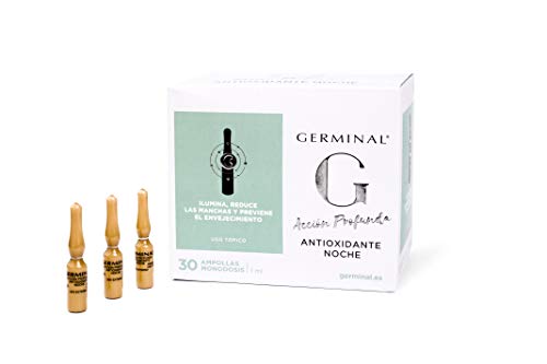 Germinal Acción Profunda - Sérum Facial Antioxidante de Noche, Ilumina, Reduce las Manchas y Previene el Envejecimiento, con Extracto de Ciruela de Kakadu y Vitamina E - 30 Ampollas de 1ml