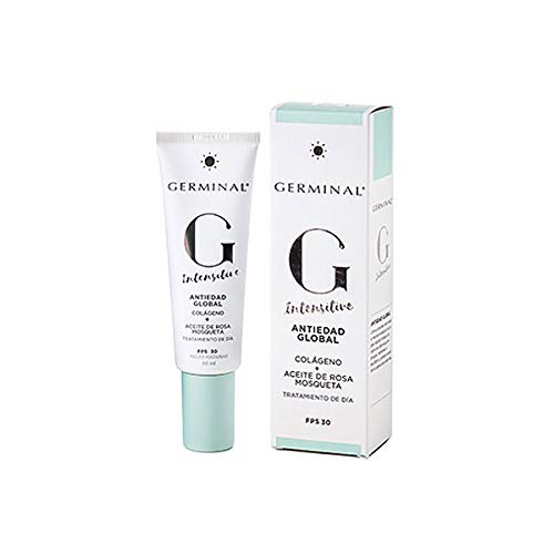 Germinal Intensitive - Crema facial Antiedad de día con Colágeno y Aceite de Rosa Mosqueta, para pieles maduras, sensibles o secas, FPS30 - 50ml