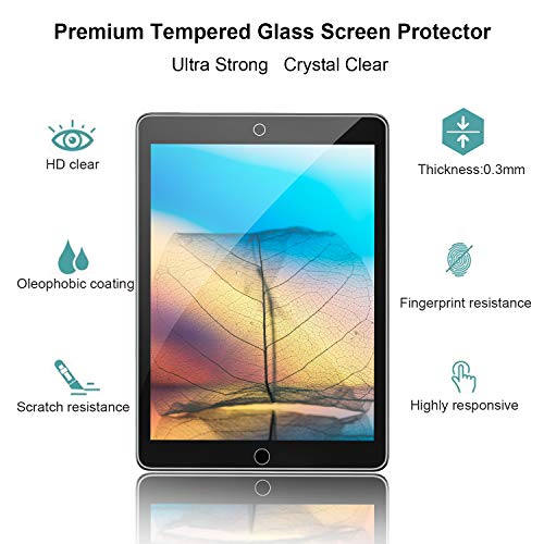 Gerutek [2 Packs] Protector Pantalla iPad 9,7 Pulgadas, 2018/2017, 6ª/5ª generación, iPad Air 1, iPad Air 2, iPad Pro 9,7", Dureza 9H, Ultra Transparente, Antiarañazos, Antihuellas Cristal Templado