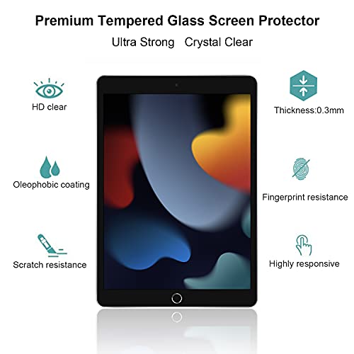 Gerutek [2 Piezas] Protector Pantalla para iPad 9 / iPad 8 / iPad 7 Generación 10,2 Pulgadas, Dureza 9H, Ultra transparente, Antiarañazos, Antihuellas Protector Templado para iPad 10.2 2021/2020/2019
