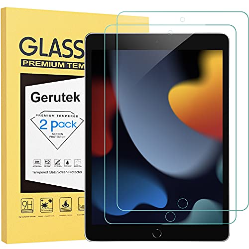 Gerutek [2 Piezas] Protector Pantalla para iPad 9 / iPad 8 / iPad 7 Generación 10,2 Pulgadas, Dureza 9H, Ultra transparente, Antiarañazos, Antihuellas Protector Templado para iPad 10.2 2021/2020/2019