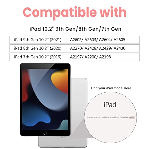 Gerutek Funda Anticaída para iPad 9.ª/iPad 8.ª/7.ª Generación 10.2" (2021/2020/2019 Modelo) Carcasa Rugosa con Soporte Rotación, Correa de Mano/Hombro, Funda Antichoque para iPad 9/8/7, Rosa Colorido