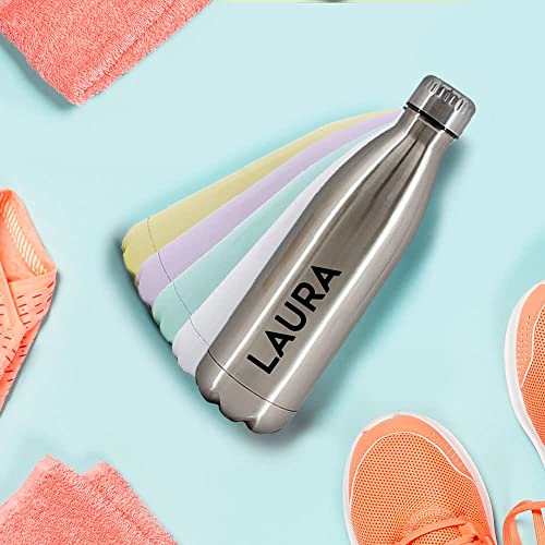 Getsingular Botellas de Agua de Acero Inoxidable Personalizadas con Tu Nombre | Botellas térmicas de Doble Capa | Libre de BPA | Bebidas frías 24h y Calientes 12h | 350 ml / 500 ml / 750 ml