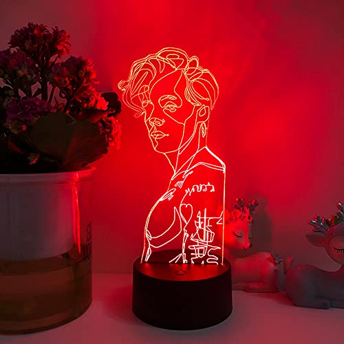 Gevo Apan Luz de noche 3D Anime japonés Ilusión Lámparas de decoración LED Lámpara de Regalo para fanáticos Luz de dormitorio Sensor táctil LED Lámpara de escritorio (Base negra)