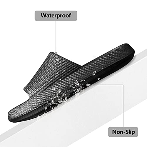 GEWEO Zapatillas de Baño Hombre Mujer Casa Chanclas Unisex Adulto Verano Sandalia Zapatos Playa Piscina Ducha Familia Antideslizante Elástica Cómoda Ligera Indoor Masaje Durable Negro Talla 42-43 EU