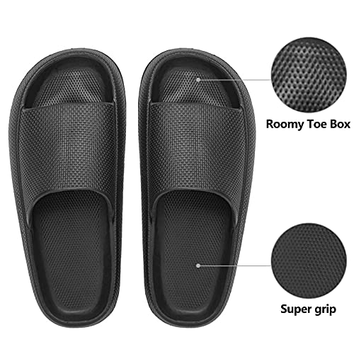 GEWEO Zapatillas de Baño Hombre Mujer Casa Chanclas Unisex Adulto Verano Sandalia Zapatos Playa Piscina Ducha Familia Antideslizante Elástica Cómoda Ligera Indoor Masaje Durable Negro Talla 42-43 EU