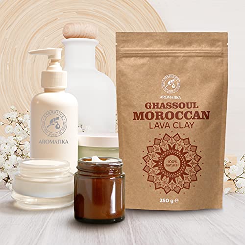 Ghassoul Arcilla en Polvo - 250g - Polvo de Arcilla de Lava Marroquí Rhassoul - Puro y Natural - Arcilla Limpiadora para Cara y Pelo - Polvo de Arcilla para Lavado del Cabello sin Químicos