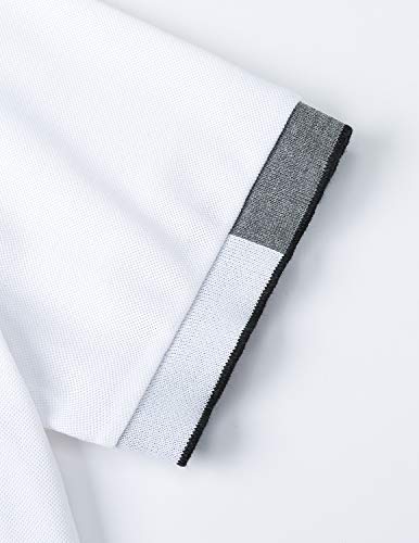 GHYUGR Elegante Polos Manga Corta Hombre Camisetas de Costura Clásica Algodón Golf Comercial Tshirts para la Oficina,Blanco 1,XL