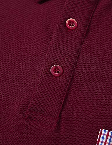 GHYUGR Polo Hombre Manga Larga Camiseta Deporte Clásico Elegante Cuadros Cuello T-Shirt,Z-Rojo,XL