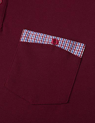 GHYUGR Polo Hombre Manga Larga Camiseta Deporte Clásico Elegante Cuadros Cuello T-Shirt,Z-Rojo,XL
