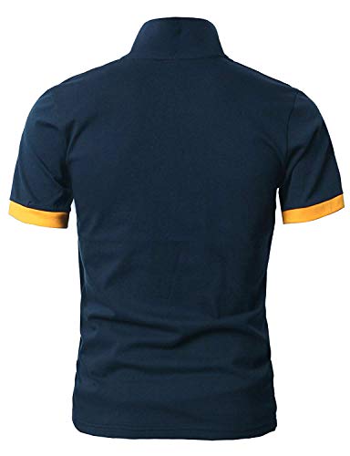 GHYUGR Polos Manga Corta Hombre Bordado de Ciervo Camisas Slim Fit Camiseta Deporte Golf Poloshirt Verano Primavera T-Shirt Oficina,Azul Marino,L