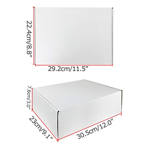 Giftgarden Caja de Cartón Kraft 30.5x22.9x7.6cm, Color Blanco, Cajitas de Carton Corrugado para Envíos, 25 Unidades
