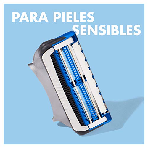 Gillette SkinGuard Cuchillas de Afeitar Hombre con Aloe Vera, Pieles Sensibles, Paquete de 4 Cuchillas de Recambio