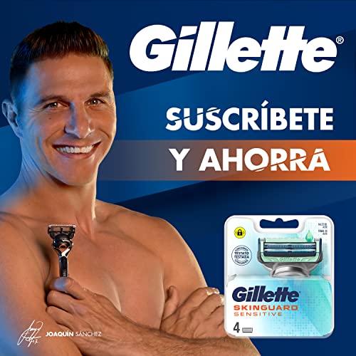 Gillette SkinGuard Cuchillas de Afeitar Hombre con Aloe Vera, Pieles Sensibles, Paquete de 4 Cuchillas de Recambio