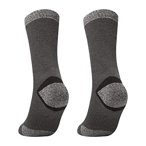 GiveGift YUEDGE Gruesos Termicos Calcetines de Algodón para Hombre Calcetines de Montaña Senderismo con talón y puntera reforzados almohadilla Trabajo Botas Calcetines Gris 5 Pares XL