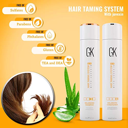 GK HAIR Global Keratin Balancing Shampoo and Conditioner Sets Para cabellos grasos y teñidos Limpieza profunda Ideal para cabellos sobreprocesados y con estrés ambiental (300ml)