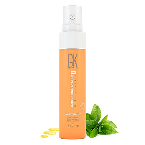 GK HAIR Global Keratin Hair Spray Volumizher (30ml/1 floz) Anti Frizz ajustable, Spray protector del calor para controlar el volumen, la textura y la fijación sin parabenos