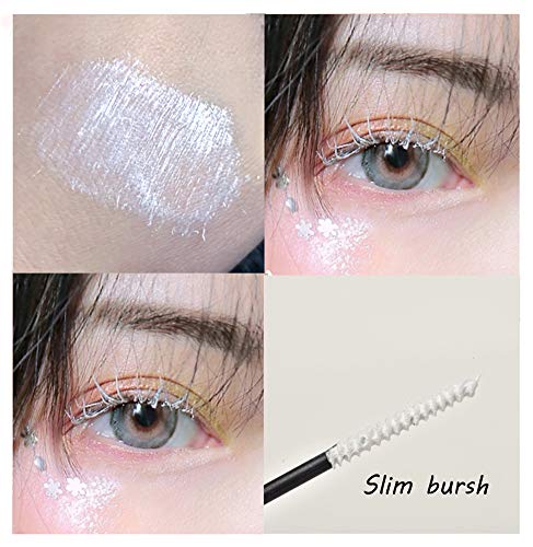 GL-Turelifes Máscara de 12 colores Máscara de fibra colorida Máscara encantadora de larga duración, pestañas gruesas y largas Maquillaje de ojos a prueba de agua y manchas (# 02 blanco)