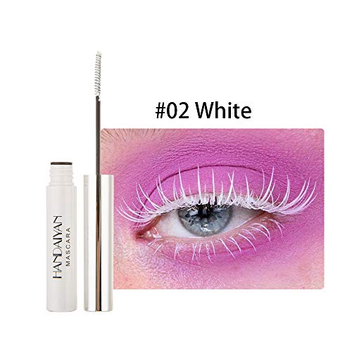GL-Turelifes Máscara de 12 colores Máscara de fibra colorida Máscara encantadora de larga duración, pestañas gruesas y largas Maquillaje de ojos a prueba de agua y manchas (# 02 blanco)