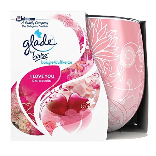 Glade By Brise - Vela perfumada, ramo romántico, hasta 30 horas de combusción, I Love You, 120 g