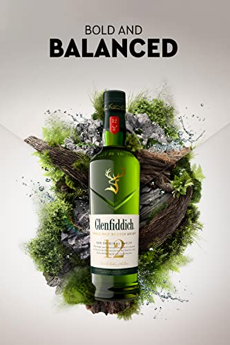 Glenfiddich Whisky - Whisky escocés de malta,12 años, botella 700 ml