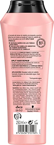 Gliss - Champú sellador para pelo abierto y encrespado - Split Hair Miracle - 6uds de 250ml (1.500ml) – Gama Selladora
