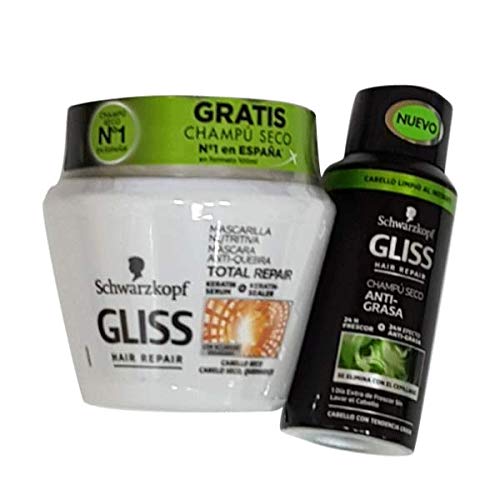 Gliss Mascarilla Nutritiva Total Repair 300 ml+ Champú Anti-Grasa 100 ml
