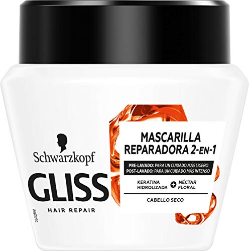 Gliss - Mascarilla para cabello seco - Total Repair – 6uds de 300 ml (1.800ml) – Gama reparación