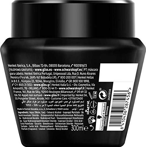 Gliss - Mascarilla para pelo muy dañado con Keratina Líquida - Ultimate Repair – 6uds de 300ml (1.800ml) – Gama ultra reparación