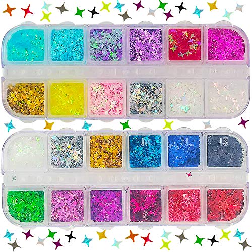 Glitter para Ojos BESTZY Purpurina Cosmética Maquillaje para Cuerpo Cara Pelo y Uñas Halloween Party Christmas (24 Colores)