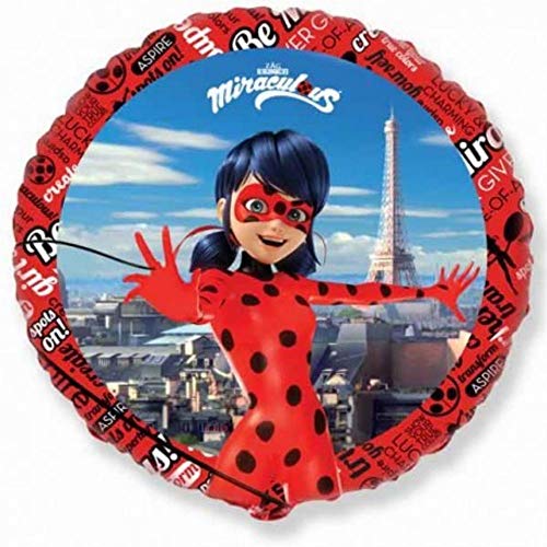 Globo Metalizado Foil Ladybug Miraculous DIÁMETRO 45CM. Especial para Fiestas DE CUMPLEAÑOS