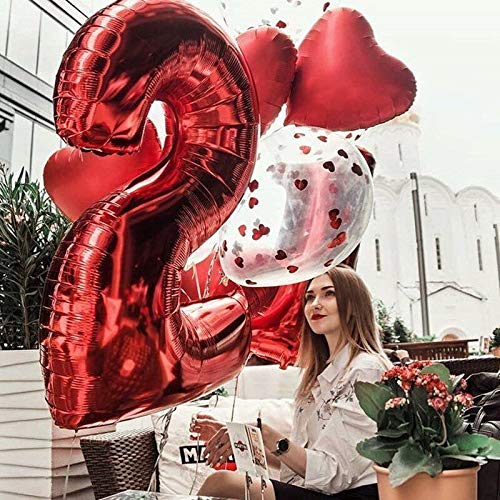Globo Número Rojo 100cm Gigante Globo Mylar Grande Ideal para Fiesta Apto para Helio - Número 5
