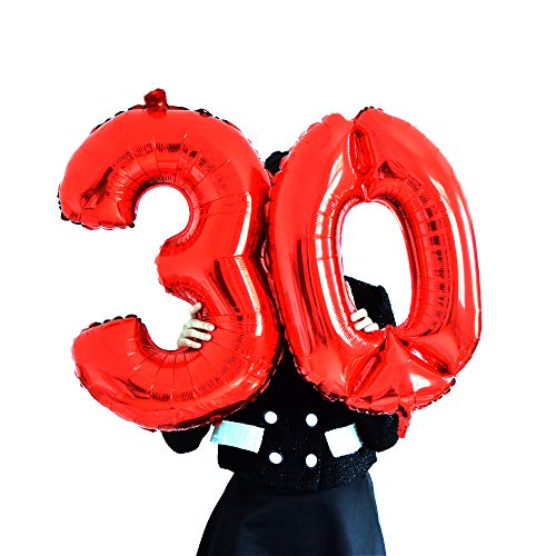 Globo Número Rojo 100cm Gigante Globo Mylar Grande Ideal para Fiesta Apto para Helio - Número 5