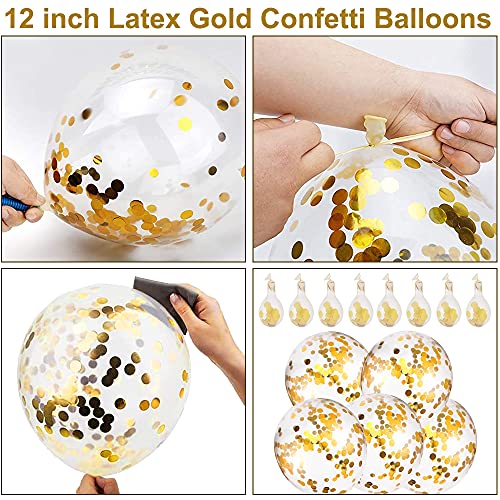 Globos de 50 cumpleaños,grandes globos de helio número 50 de 100 cm con globos de confeti de látex dorado de 30 cm/cinta/paja,juego de globos de papel para hombres y mujeres 50 cumpleaños decoraciones