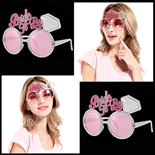 Gloryit 5 pieza Set de Novia Decoracion Despedida de Soltera Accesorios Hen Party Decorations Lncluir, Fajín, Velo Novia Blanco con Peine, Placa, Gafas, Liga Bride Decoracion