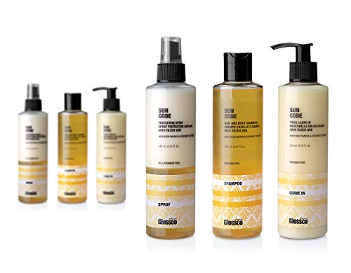 Glossco, Crema acondicionadora que protege el cabello de la exposición solar, la sal y el cloro. 240 ml