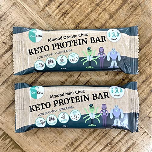 Go-Keto Trial Pack - 2x Keto Bar, 2x Protein Bar, 4x Keto Crunch (40g cada una) | con proteína de guisante, almendras, aceite de coco, semillas de calabaza, cacao | perfecto para la dieta keto, vegano