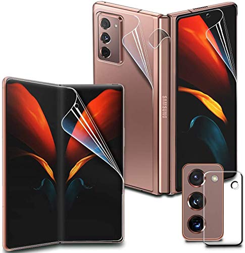 GOBUKEE [4+1] Protector de pantalla Galaxy Z Fold2 con protector de lente de cámara [Fácil de instalar] [Antigolpes] Película de TPU flexible Go-Flex para Galaxy Z Fold 2 5G (N)