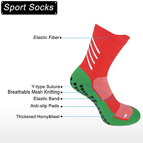 Gogogoal Calcetines deportivos antideslizantes para hombre y mujer, transpirable desodorante Calcetines para fútbol baloncesto running ciclismo trekking yoga Runing (Rojo, M)