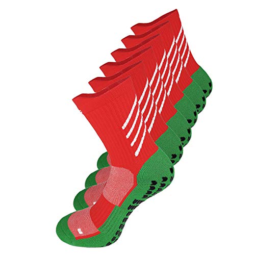 Gogogoal Calcetines deportivos antideslizantes para hombre y mujer, transpirable desodorante Calcetines para fútbol baloncesto running ciclismo trekking yoga Runing (Rojo, M)