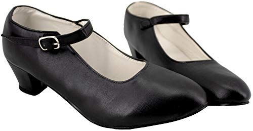 Gojoy shop- Zapato con Tacón de Danza Baile Flamenco o Sevillanas para Niña y Mujer, 5 Colores Disponibles (Negro, 28)