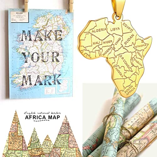 GoldChic Colgante Africa Oro galvanizado Regalo Exotico para Novios Cadena ajustables 60 cm de Acero inoxidable Servicio Grabar Gratis caja de regalo
