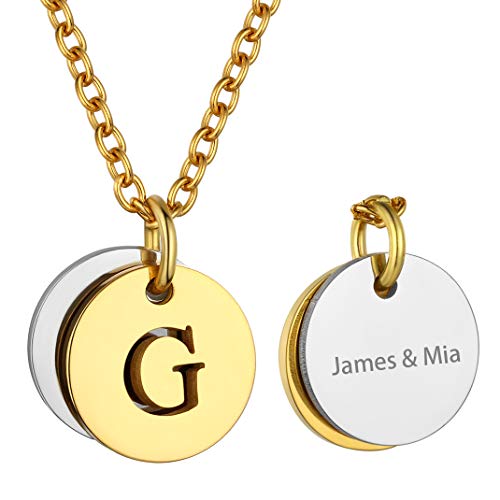 GoldChic Jewellery Personalizables Collares de Letra Redonda Colgante Fino de Acero Oro