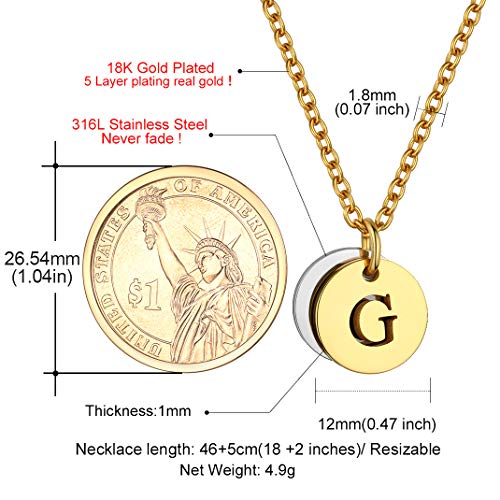 GoldChic Jewellery Personalizables Collares de Letra Redonda Colgante Fino de Acero Oro