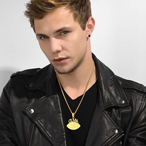 GoldChic Medalla Futbol Americano Nombre Personalizable Colgante para Hombre, Chapado en Oro
