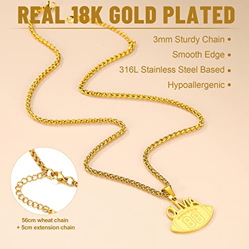 GoldChic Medalla Futbol Americano Nombre Personalizable Colgante para Hombre, Chapado en Oro