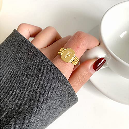 GoldChic Sello Anillo Oro Dedo de Amistad con Inicial de Nombre Anillo de Letra F Anillo Banda Hombre Dorado Pareja Regalo Navidad Reyes Magos